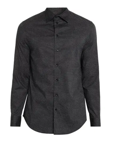Emporio Armani Men's Cotton Micro-Pattern Sport Shirt | Thumbnail 1