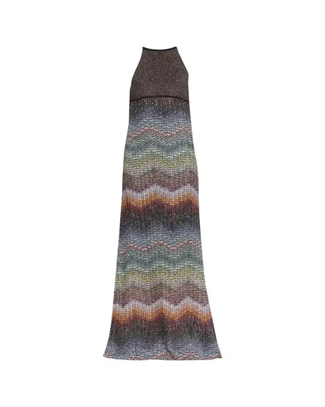 Missoni Sequin Wefted Loom Knit Halterneck Gown
