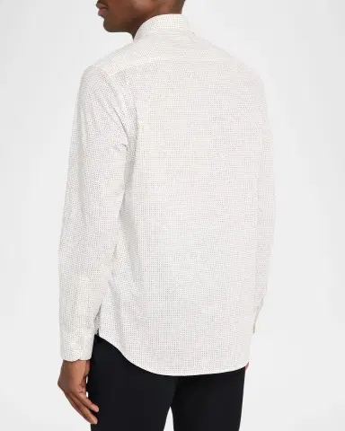 Emporio Armani Men's Cotton Micro-Pattern Sport Shirt | Thumbnail 3