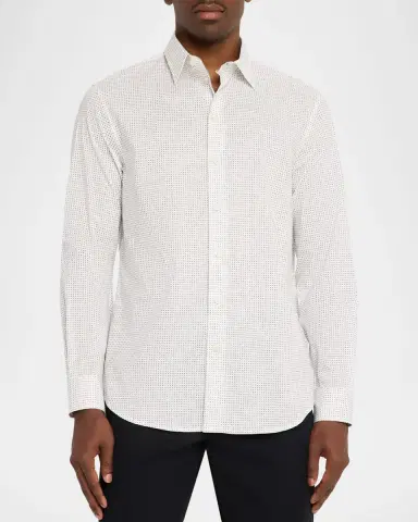 Emporio Armani Men's Cotton Micro-Pattern Sport Shirt | Thumbnail 4