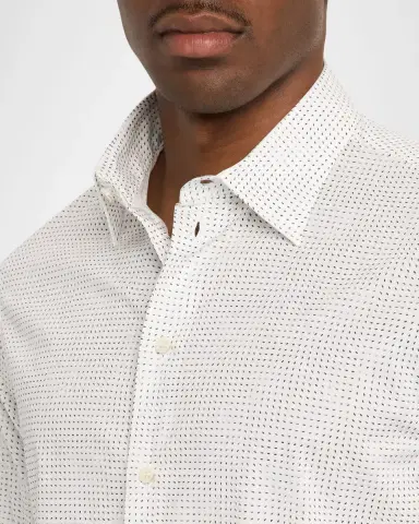 Emporio Armani Men's Cotton Micro-Pattern Sport Shirt | Thumbnail 6