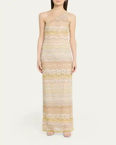 Missoni Metallic Chevron One-Shoulder Maxi Dress | Thumbnail 2