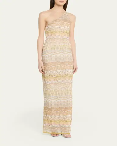 Missoni Metallic Chevron One-Shoulder Maxi Dress | Thumbnail 4