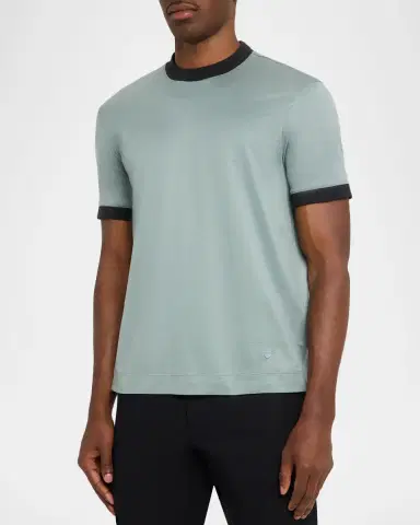 Emporio Armani Men's Lyocell and Cotton Contrast-Trim Crewneck T-Shirt | Thumbnail 4 Emporio Armani Men's Lyocell and Cotton Contrast-Trim Crewneck T-Shirt | Thumbnail 4