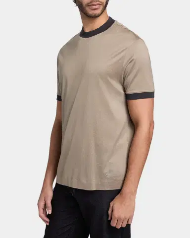 Emporio Armani Men's Lyocell and Cotton Contrast-Trim Crewneck T-Shirt | Thumbnail 5 Emporio Armani Men's Lyocell and Cotton Contrast-Trim Crewneck T-Shirt | Thumbnail 5