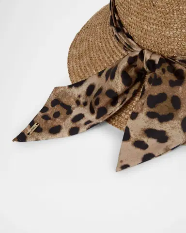 Eugenia Kim Ramona Straw Bucket Hat with Leopard-Print Bow | Thumbnail 3