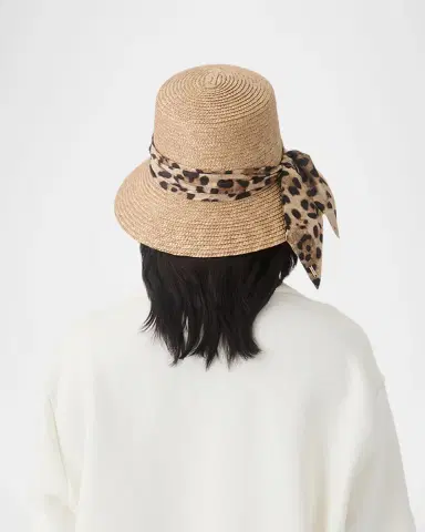 Eugenia Kim Ramona Straw Bucket Hat with Leopard-Print Bow | Thumbnail 5