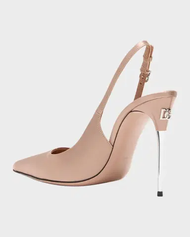Dolce & Gabbana Satin Metallic-Stiletto Slingback Pumps | Thumbnail 3