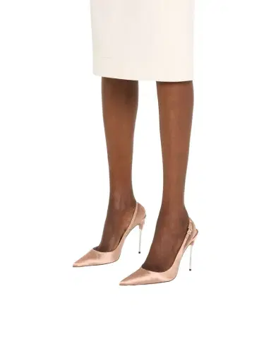 Dolce & Gabbana Satin Metallic-Stiletto Slingback Pumps | Thumbnail 1
