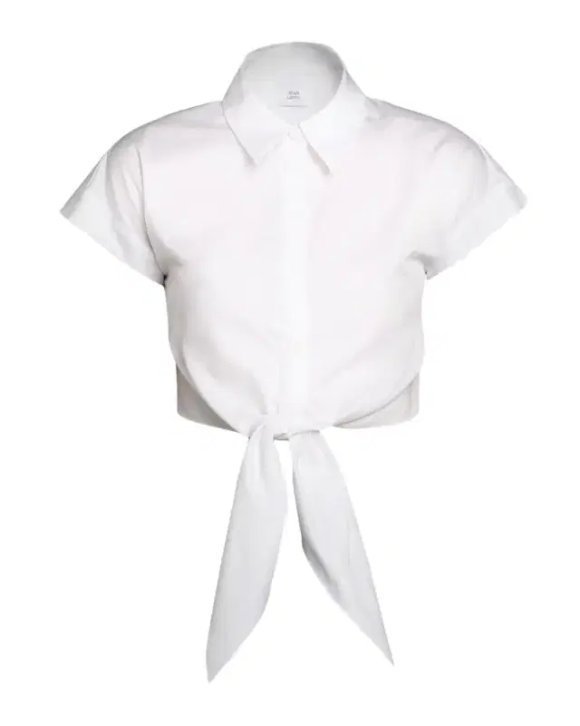 Mila Cotton Poplin Tie Crop Button-Down Top