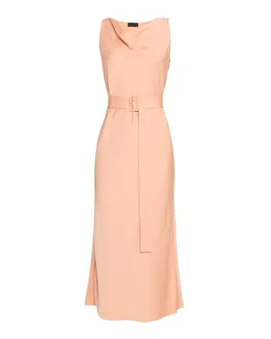 LAPOINTE Lightweight Satin Cowl-Neck Belted Midi Dress | Thumbnail 1