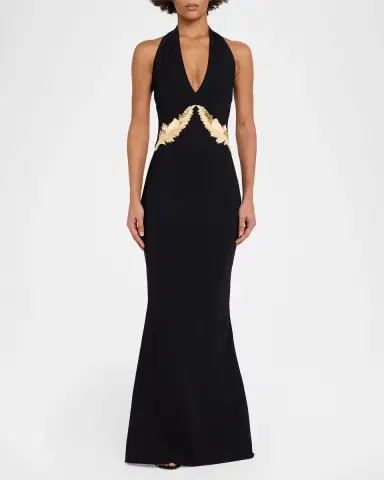 Chiara Boni La Petite Robe Yanar Beaded Mermaid Halter Gown | Thumbnail 12 Chiara Boni La Petite Robe Yanar Beaded Mermaid Halter Gown | Thumbnail 12