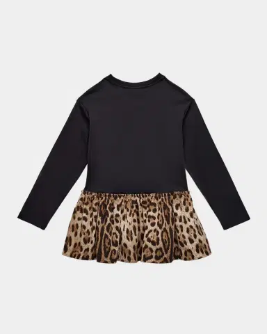 Dolce & Gabbana Girl's Logo Leopard-Print Dress | Thumbnail 2 Dolce & Gabbana Girl's Logo Leopard-Print Dress | Thumbnail 2