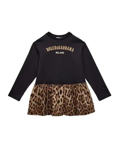 Dolce & Gabbana Girl's Logo Leopard-Print Dress | Thumbnail 1 Dolce & Gabbana Girl's Logo Leopard-Print Dress | Thumbnail 1