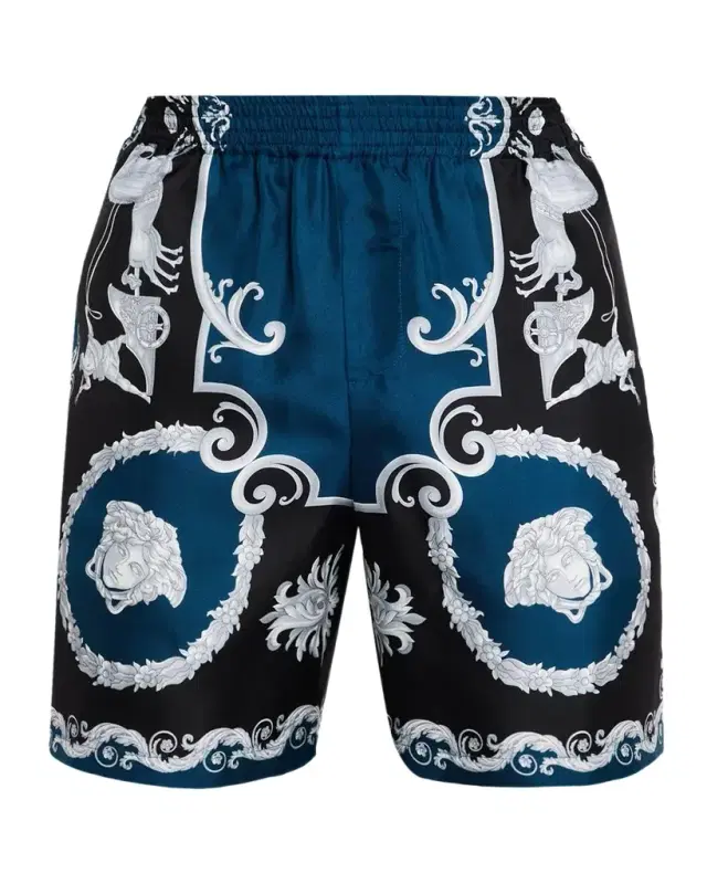 Men 's Printed Silk Twill Pull-On Shorts