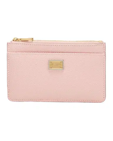 Dolce & Gabbana Grain Leather Zip Card Holder | Thumbnail 1 Dolce & Gabbana Grain Leather Zip Card Holder | Thumbnail 1