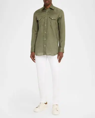 Sartorio Men's Texas Linen Button-Front Shirt | Thumbnail 2 Sartorio Men's Texas Linen Button-Front Shirt | Thumbnail 2