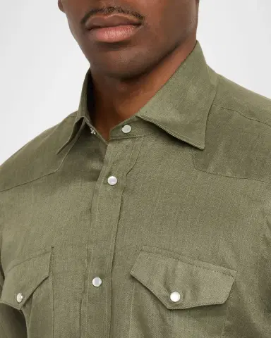 Sartorio Men's Texas Linen Button-Front Shirt | Thumbnail 5 Sartorio Men's Texas Linen Button-Front Shirt | Thumbnail 5