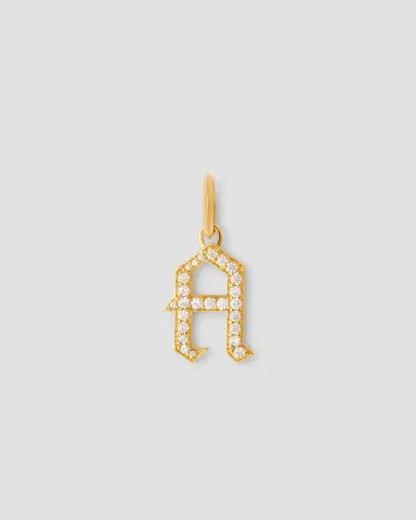 Jennifer Fisher Capital Gothic Letter Charm with Pavé White Diamonds | Thumbnail 2