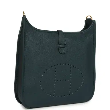 HERMÈS Hermes Evelyne III PM Vert Cypress Clemence Gold Hardware | Thumbnail 2 HERMÈS Hermes Evelyne III PM Vert Cypress Clemence Gold Hardware | Thumbnail 2