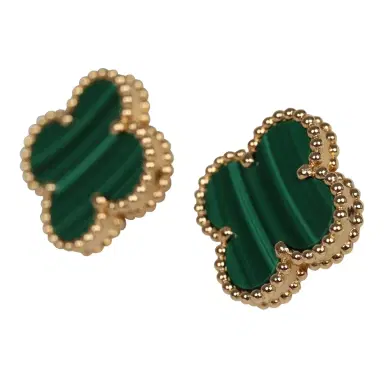 Van Cleef & Arpels Van Cleef & Arpels Vintage Alhambra Motif Earrings Malachite 18K Yellow Gold | Thumbnail 3 Van Cleef & Arpels Van Cleef & Arpels Vintage Alhambra Motif Earrings Malachite 18K Yellow Gold | Thumbnail 3