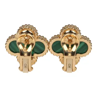 Van Cleef & Arpels Van Cleef & Arpels Vintage Alhambra Motif Earrings Malachite 18K Yellow Gold | Thumbnail 4 Van Cleef & Arpels Van Cleef & Arpels Vintage Alhambra Motif Earrings Malachite 18K Yellow Gold | Thumbnail 4