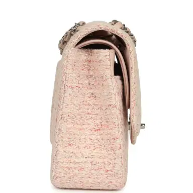 Chanel Vintage Chanel Medium Classic Double Flap Bag Light Pink and White Tweed Silver Hardware | Thumbnail 3 Chanel Vintage Chanel Medium Classic Double Flap Bag Light Pink and White Tweed Silver Hardware | Thumbnail 3