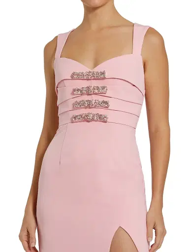 Mac Duggal Women's Embellished Bow Crepe Column Gown - Blush - Size 12 | Thumbnail 3