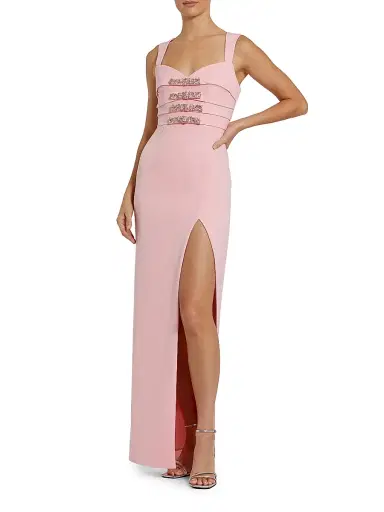 Mac Duggal Women's Embellished Bow Crepe Column Gown - Blush - Size 12 | Thumbnail 1