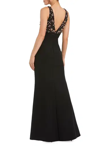 Mac Duggal Women's Petite Embellished Crepe V-Neck Gown - Black - Size Petite 12 | Thumbnail 2