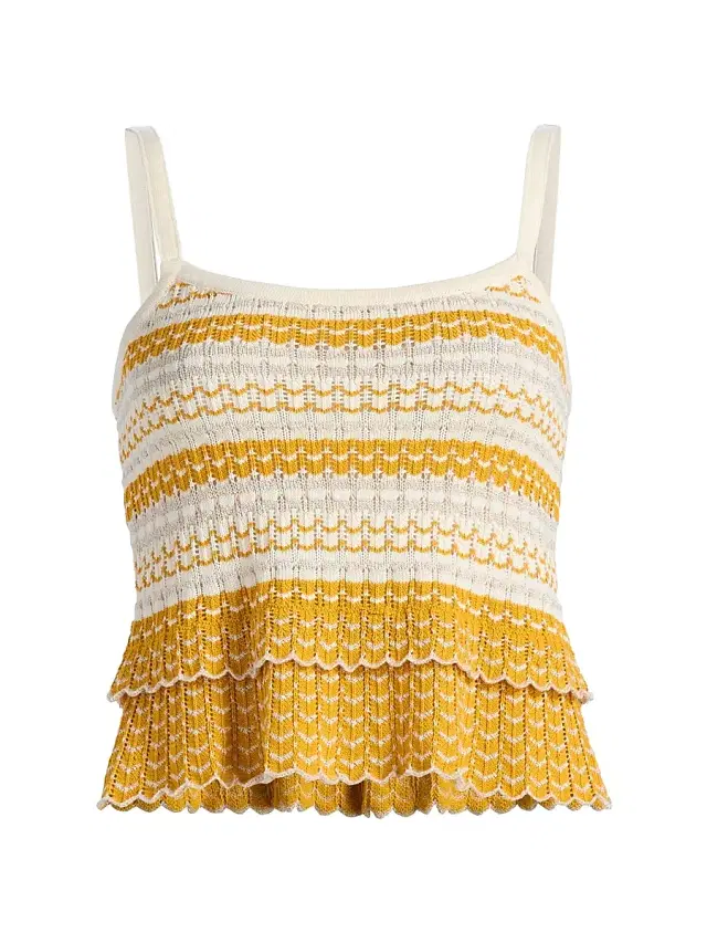 Women's Alina Tiered Crochet Top - Marigold Combo Stripe