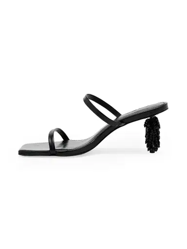 Cult Gaia Women's Riley 75MM Beaded-Heel Leather Sandals - Black | Thumbnail 4 Cult Gaia Women's Riley 75MM Beaded-Heel Leather Sandals - Black | Thumbnail 4