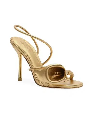 Cult Gaia Women's Cassidy 100MM Floral Metallic Leather Slingback Sandals - Brass - Size 5.5 | Thumbnail 2
