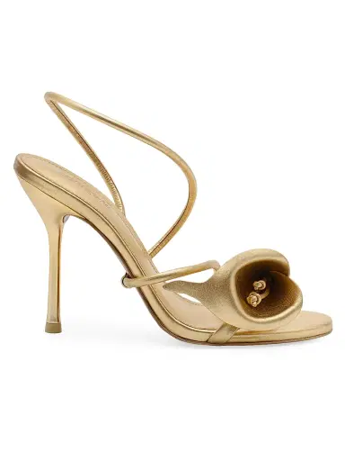 Cult Gaia Women's Cassidy 100MM Floral Metallic Leather Slingback Sandals - Brass - Size 5.5 | Thumbnail 1