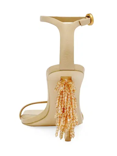 Cult Gaia Women's Sienna 90MM Beaded-Heel Leather Sandals - Sand | Thumbnail 3 Cult Gaia Women's Sienna 90MM Beaded-Heel Leather Sandals - Sand | Thumbnail 3