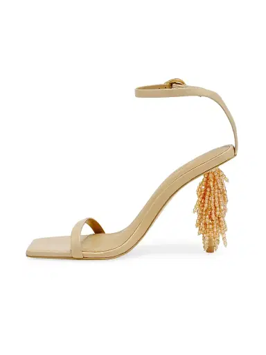 Cult Gaia Women's Sienna 90MM Beaded-Heel Leather Sandals - Sand | Thumbnail 4 Cult Gaia Women's Sienna 90MM Beaded-Heel Leather Sandals - Sand | Thumbnail 4