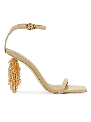 Cult Gaia Women's Sienna 90MM Beaded-Heel Leather Sandals - Sand | Thumbnail 1 Cult Gaia Women's Sienna 90MM Beaded-Heel Leather Sandals - Sand | Thumbnail 1