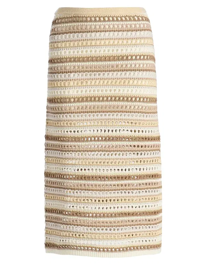 dh New York Women's Sacha Stripe Crochet Cotton Midi-Skirt - Sunbleach Combo