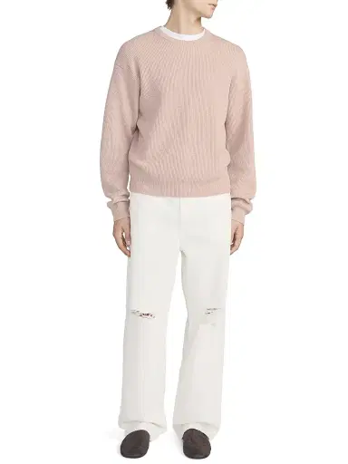 Frame Men's Rib-Knit Wool-Blend Crewneck Sweater - Light Mauve - Size XXL | Thumbnail 2
