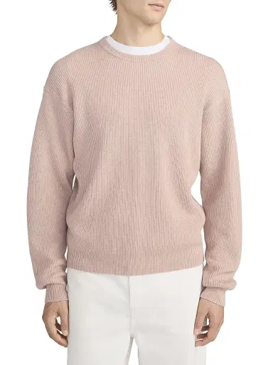 Frame Men's Rib-Knit Wool-Blend Crewneck Sweater - Light Mauve - Size XXL | Thumbnail 4