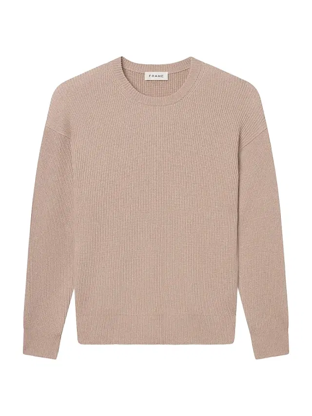 Men's Rib-Knit Wool-Blend Crewneck Sweater - Light Mauve