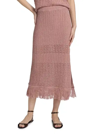 dh New York Women's Justine Knit Fringe Midi-Skirt | Thumbnail 3 dh New York Women's Justine Knit Fringe Midi-Skirt | Thumbnail 3