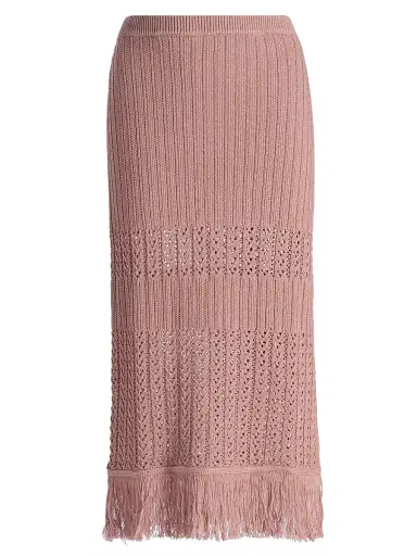 dh New York Women's Justine Knit Fringe Midi-Skirt | Thumbnail 1 dh New York Women's Justine Knit Fringe Midi-Skirt | Thumbnail 1