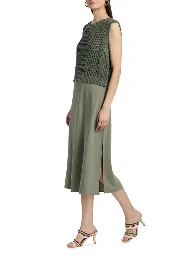 dh New York Women's Mixed-Media Cotton Midi-Dress - Willow - Size Large | Thumbnail 4 dh New York Women's Mixed-Media Cotton Midi-Dress - Willow - Size Large | Thumbnail 4