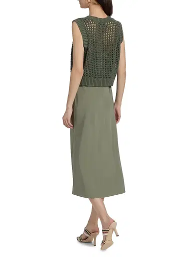 dh New York Women's Mixed-Media Cotton Midi-Dress - Willow - Size Large | Thumbnail 5 dh New York Women's Mixed-Media Cotton Midi-Dress - Willow - Size Large | Thumbnail 5