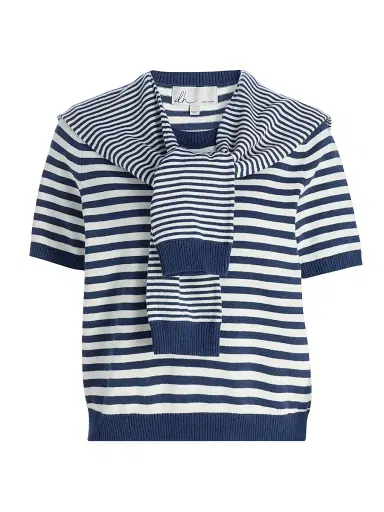 dh New York Women's Joan Striped Tie Blouse - Indigo Combo | Thumbnail 1 dh New York Women's Joan Striped Tie Blouse - Indigo Combo | Thumbnail 1