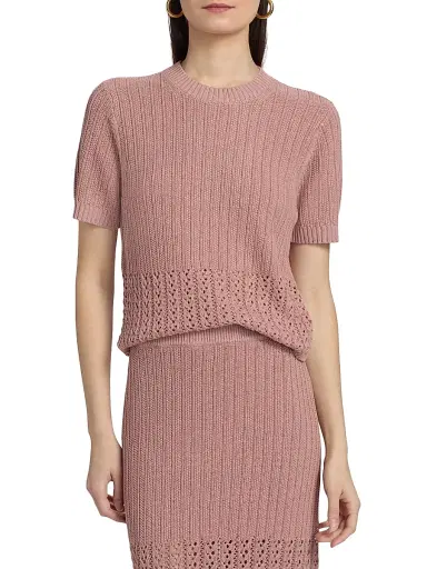 dh New York Women's Khai Linen-Blend Top - Dusty Rose - Size Small | Thumbnail 3