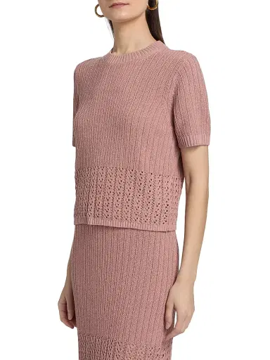 dh New York Women's Khai Linen-Blend Top - Dusty Rose - Size Small | Thumbnail 4
