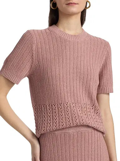 dh New York Women's Khai Linen-Blend Top - Dusty Rose - Size Small | Thumbnail 6