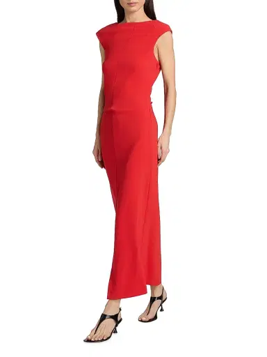Proenza Schouler Women's Damea Double Crepe Maxi Dress - Tomato - Size 8 | Thumbnail 2